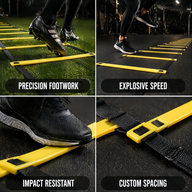 22 ft Agility Ladder with 14 Rungs – Portable Speed Training Gear for Soccer, Football & Basketball