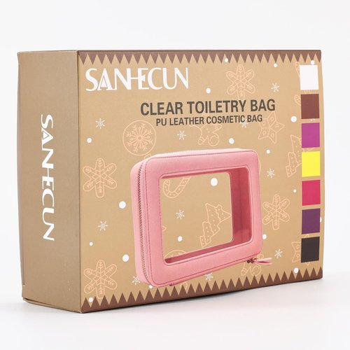 SANHECUN Toiletry bag waterproof cosmetic organizer with handle large opening for travelling car organizers (Red)