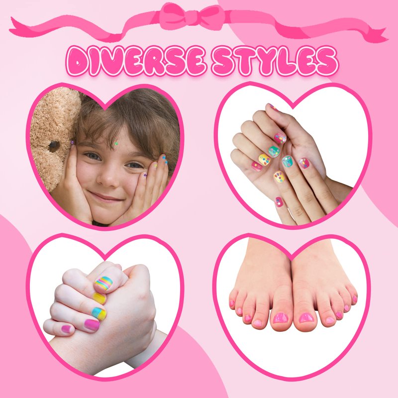 Kids Nail Polish Set for Girls Non-Toxic Manicure Salon Kit Gift Age 6-12
