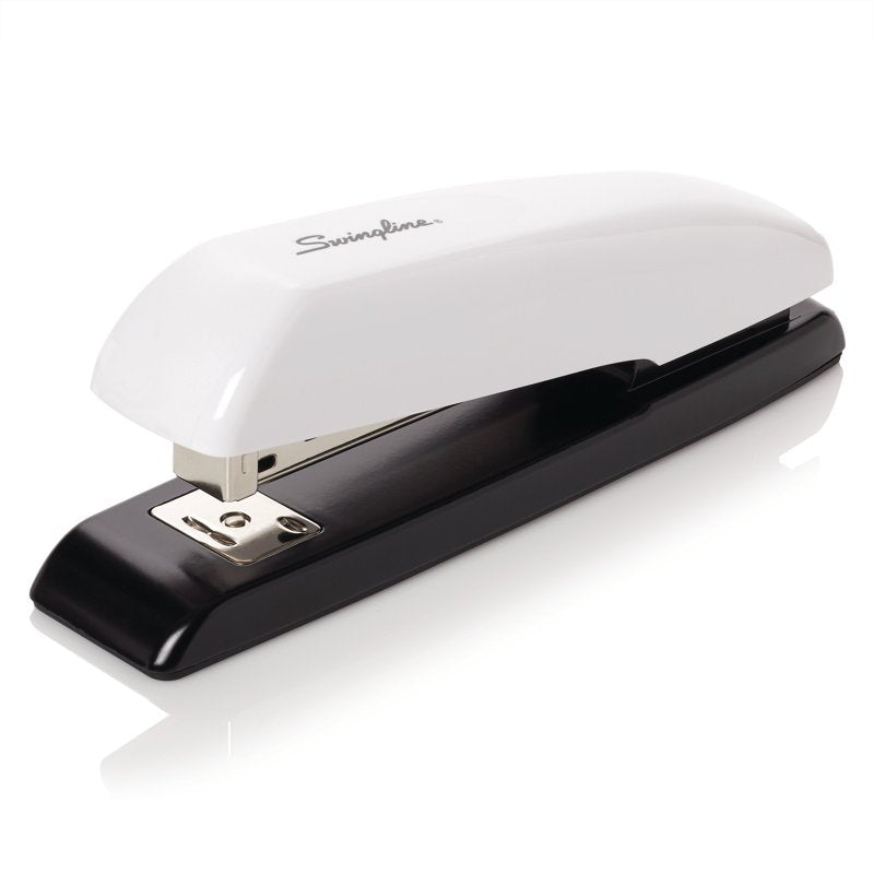 Durable Manual Desk Stapler with Antimicrobial Protection, 20 Sheets, Black & White