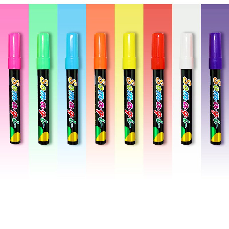 Liquid Chalk Markers Set - 8 Vibrant Fine Tip Window & Chalkboard Pens