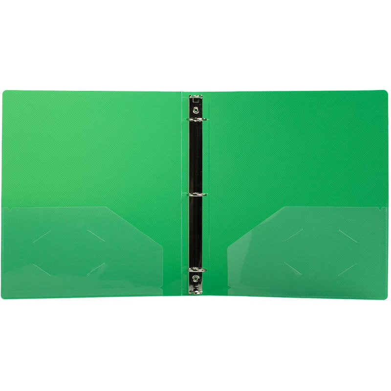 1-Inch Plastic Binder with Metal Rings - Green, 3-Ring Office Organizer