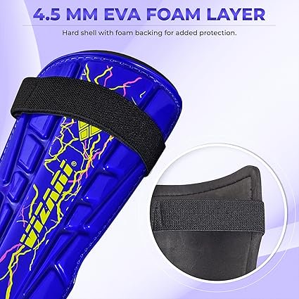 Vizari Zodiac Kids Soccer Shin Guards with Ankle Protection - Royal Blue, Large (L)
