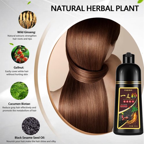 Instant Blonde Brown Hair Dye Shampoo 500ml for Men & Women, 3 in 1 Golden Color 100% Gray Coverage, Natural Dye in Minutes 17.6 Fl Oz