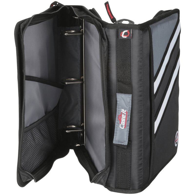 Dual D-Ring Zipper Binder 3 Inch Capacity Organizer for Documents - Black