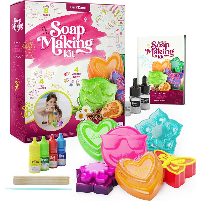 Kids Soap Making Kit - STEM Craft Activity for Ages 6-12, Includes 8 Soaps & Molds