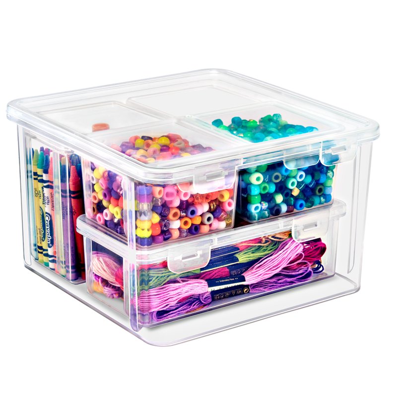 6-Piece Sewing & Craft Storage Container Set with Lids - Organize Beads, Buttons, and Supplies