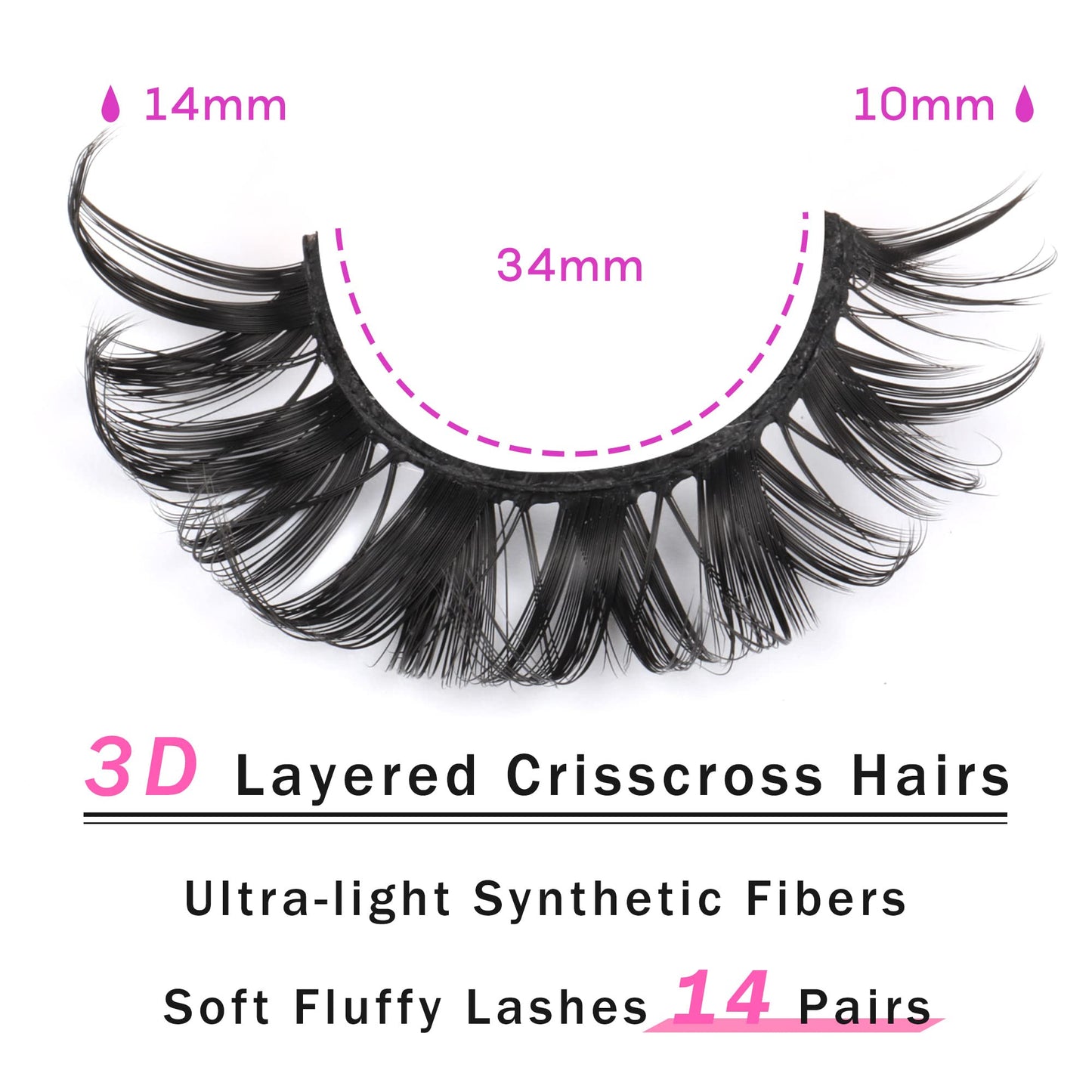 14 Pairs False Eyelashes Russian Strip Lashes Natural Look Fake Lashes Wispy Cat Eye Lashes 3D Curl Strip Eye Lashes by Focipeysa
