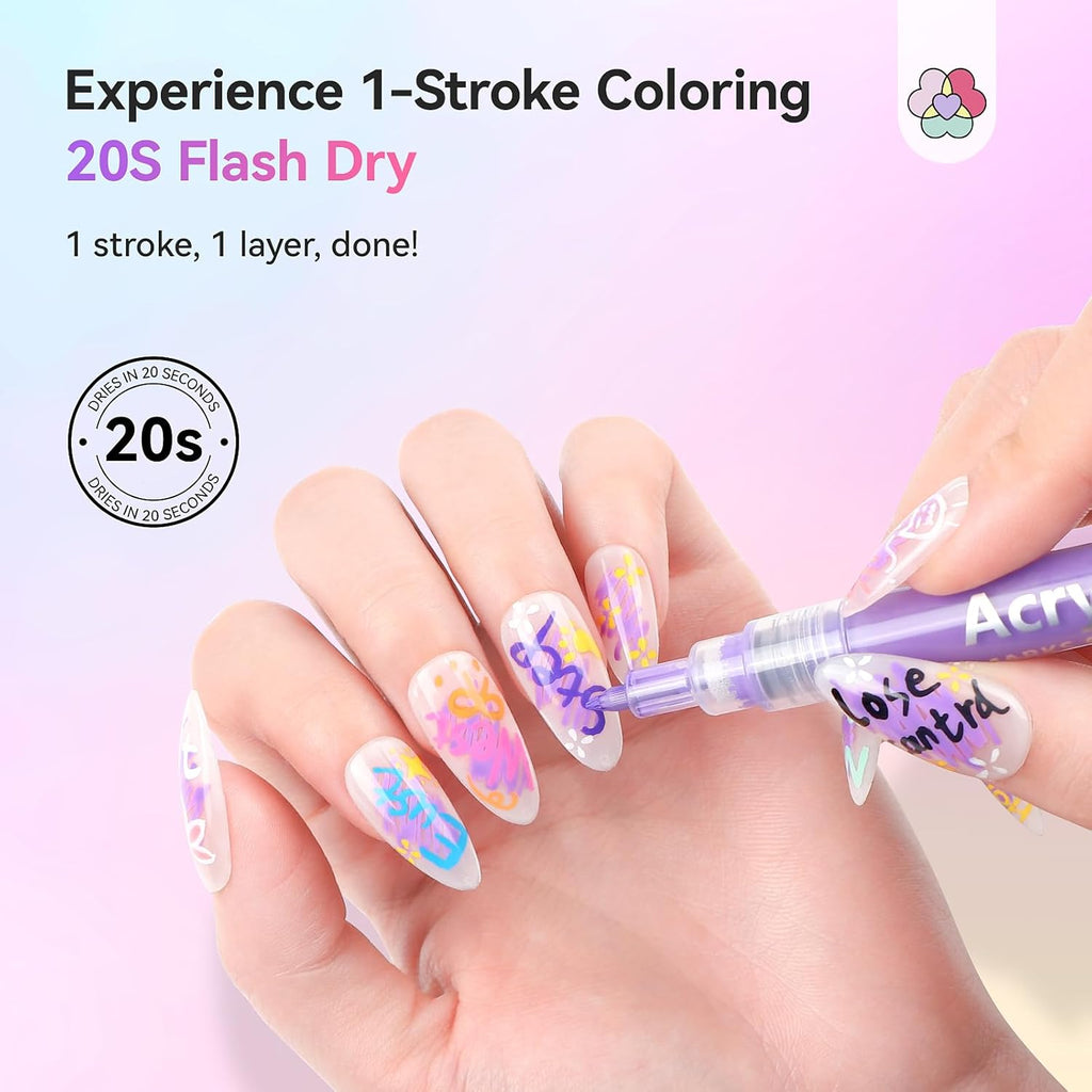 Saviland 12 Colors Nail Art Pens Set - 3D Nail Polish Pens Acrylic Paint Pens Nail Markers for Nail Art Drawing Painting Nail Point Dotting Liner Pen Manicure Tools Nail Design Kit Home Nail Salon DIY