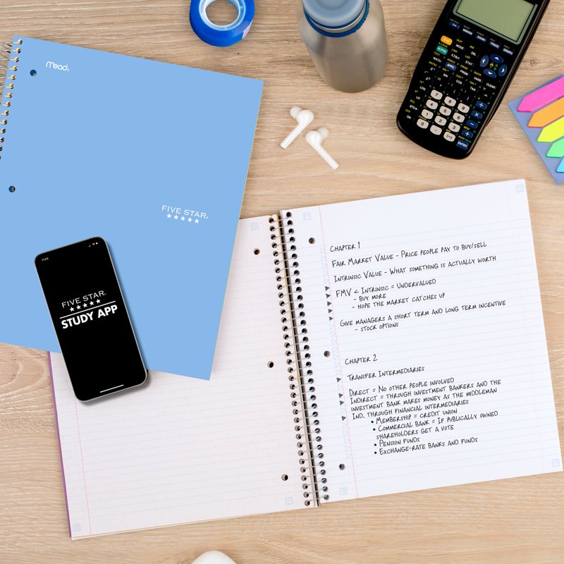 College Ruled Spiral Notebook 3-Subject 8.5 x 11 Sky Blue Durable Cover