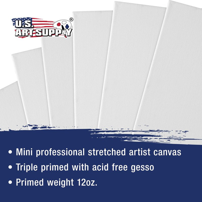 Mini Primed Stretched Canvas Set - 3x4 Inch for Painting & Crafts, 12 Pieces