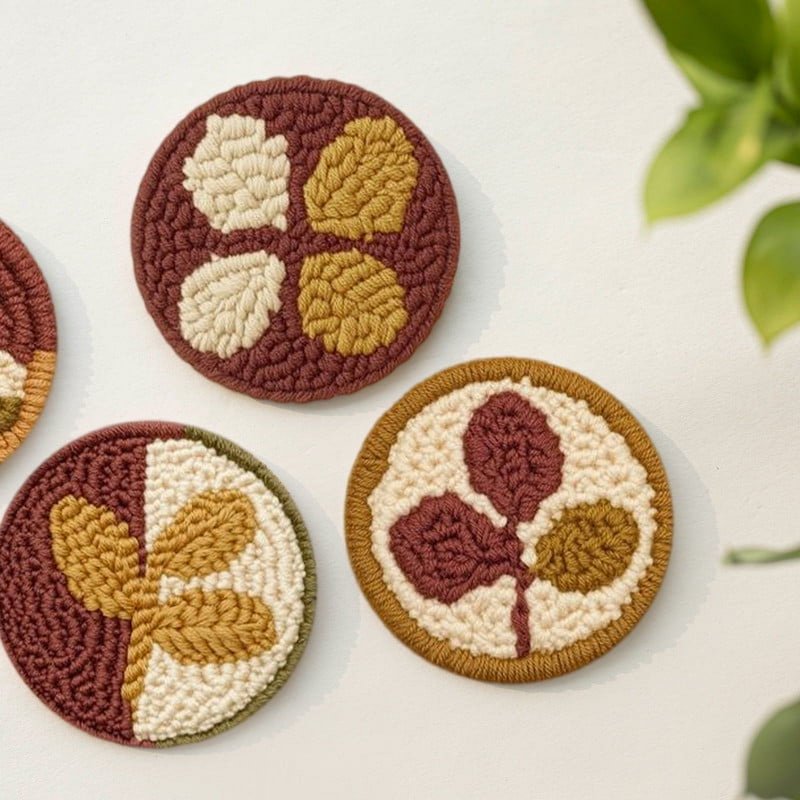 Love Punch Needle Coasters Kit with 6 Patterns for DIY Home Decor