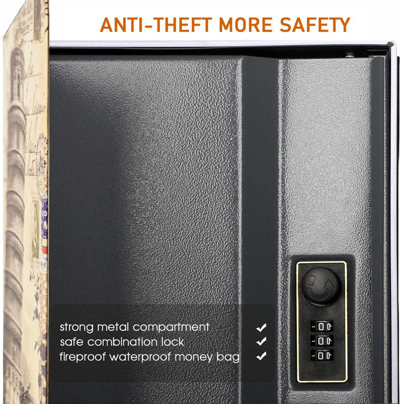 Fireproof Book Safe with Combination Lock - Hidden Secure Storage Box, 10.5 x 7.9 inches
