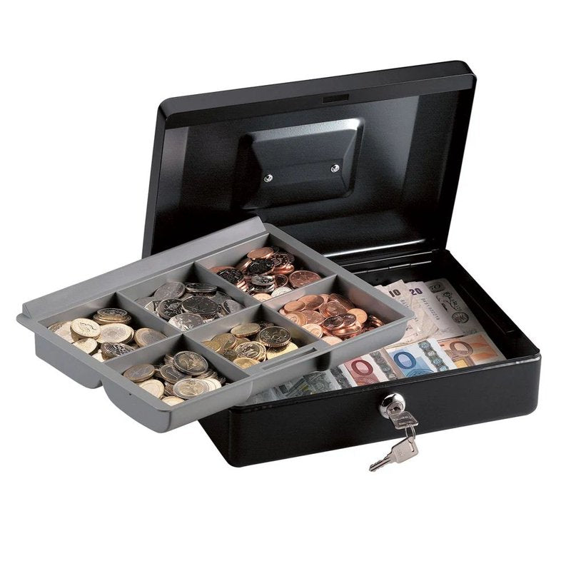 Steel Cash Box with Key Lock - Portable Locking Storage for Cash & Small Items