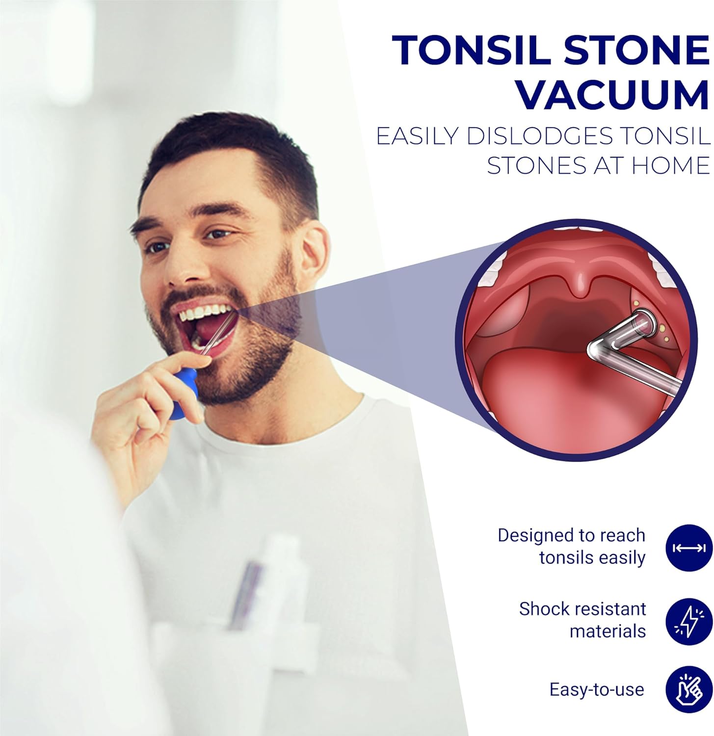 Oravix Tonsil Stone Vacuum, Tonsil Stone Remover Vacuum Suction, Tonsil Stone Cupping Tool, Tonsil Stone Removal Tool with Suction, Tonsil Stones Removal Vacuum, Tonsil Stone Extractor - 3 in 1 Kit