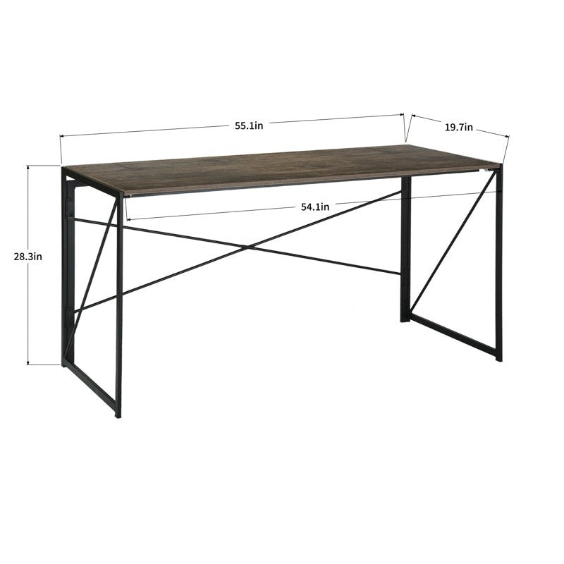 55-Inch Folding Craft and Work Table - Portable Rustic Wood Desk for Sewing, DIY, Home Office
