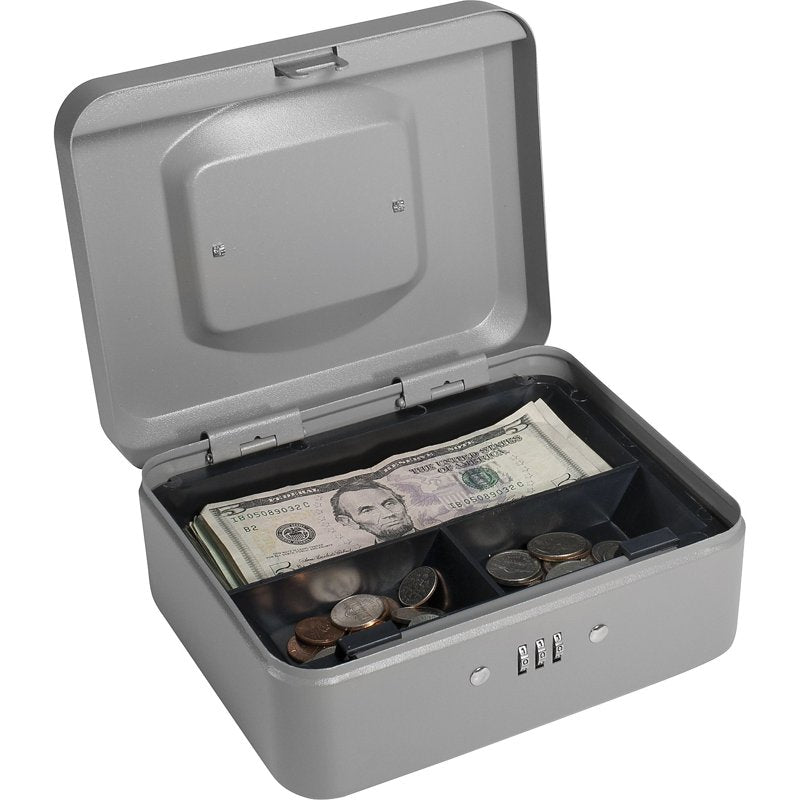 Small Cash Box with Combination Lock, 8-Inch Steel Security Storage