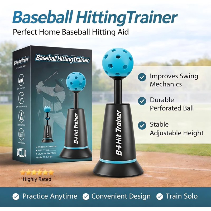 Baseball Batting Tee with Popper Balls - Durable Nylon Training Equipment for Kids & Adults