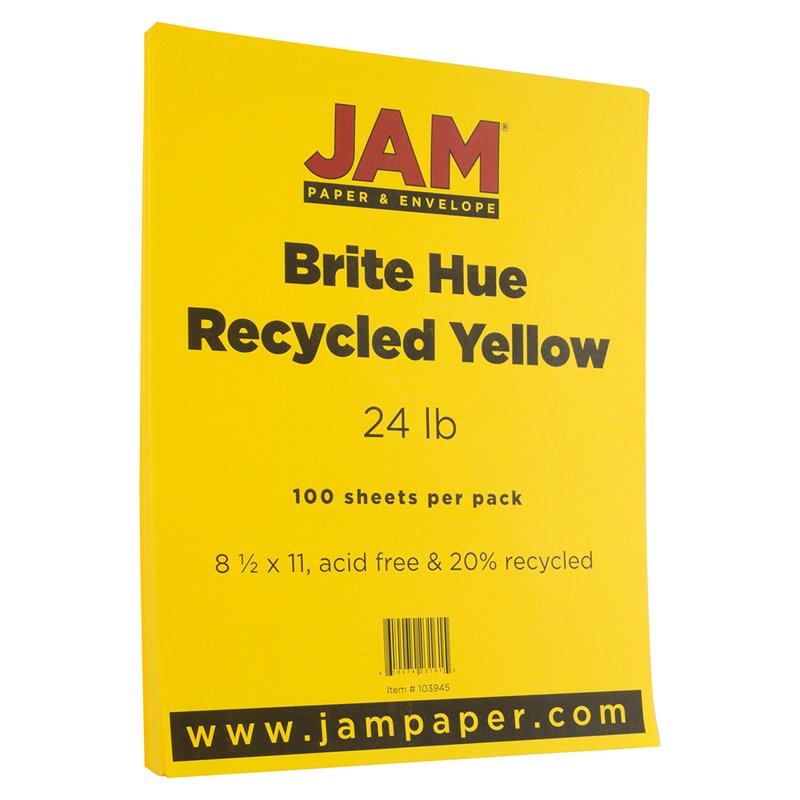 Yellow Printer & Copier Paper 8.5x11 Inch, 24lb, Pack of 100