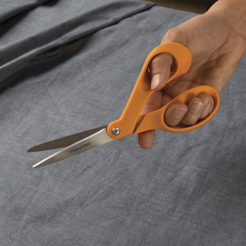 Bent Scissors, 7" Precision Ground Stainless Steel - Orange Handle