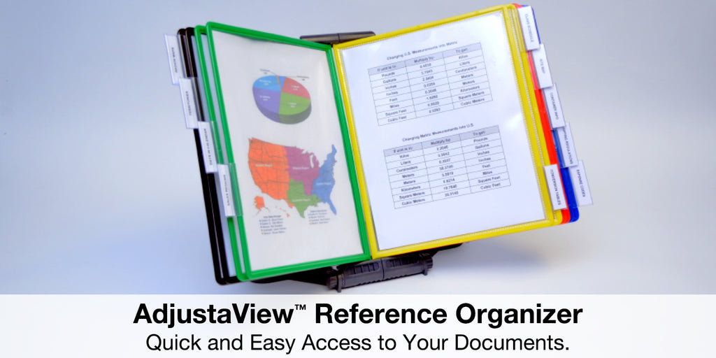 AdjustaView 10-Pocket Desk Organizer with Supplies Storage Base and Index Tabs