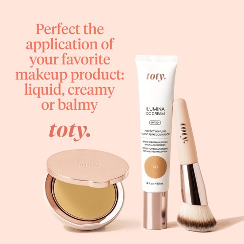 toty - Ilumina Brush - Angled Complexion & Foundation Blending Brush for Flawless Finish & Coverage - Densely Packed, Vegan, Super-Soft Bristles - For Cream or Liquid Foundation - By Sofía Vergara