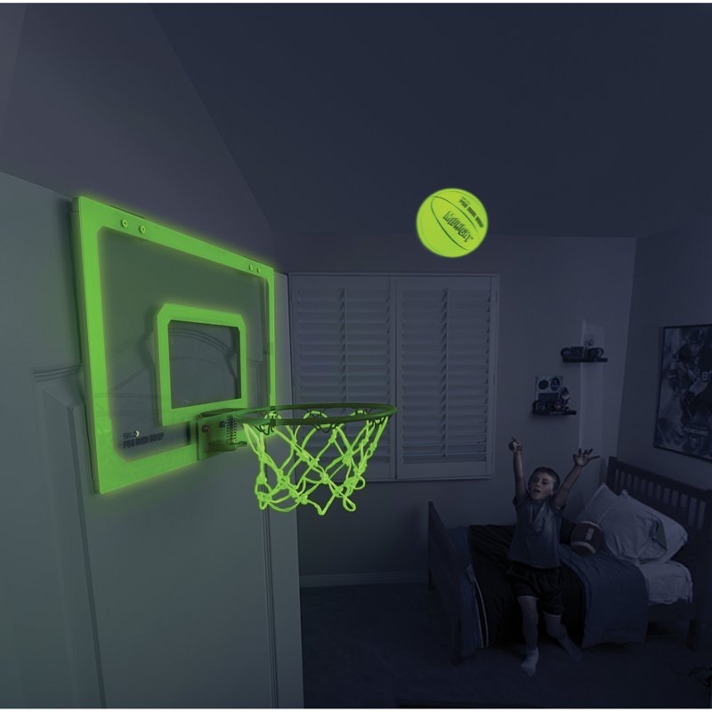 Glow-in-The-Dark Mini Basketball Hoop for Door 18x12 Inches - SKLZ Pro