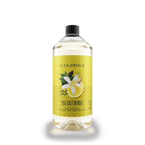 Caldrea Hand Soap Refill, Aloe Vera Gel, Olive Oil and Essential Oils to Cleanse and Condition, Sea Salt Neroli Scent, 32 oz