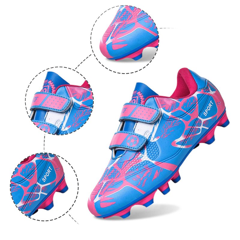 TrendOFT Pink Kids Soccer Cleats 6-7 Years - Firm Ground Outdoor Football Shoes, A10 Pink