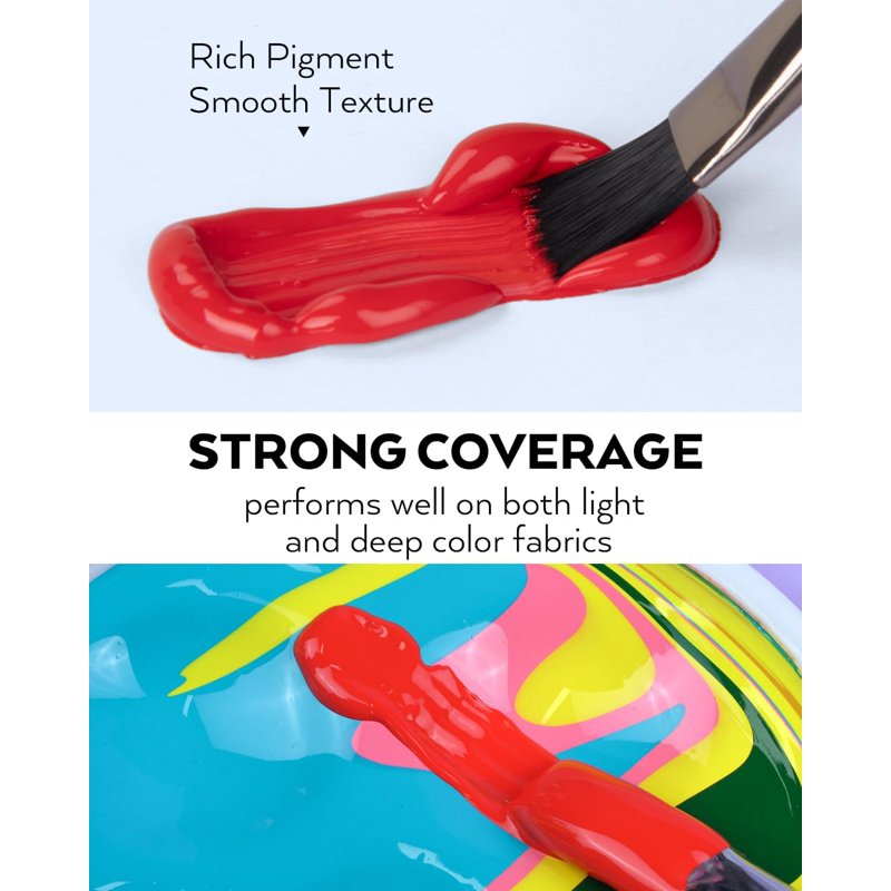 Permanent Fabric Paint Set - 18 Vivid Colors for Clothes, Shoes & DIY Crafts
