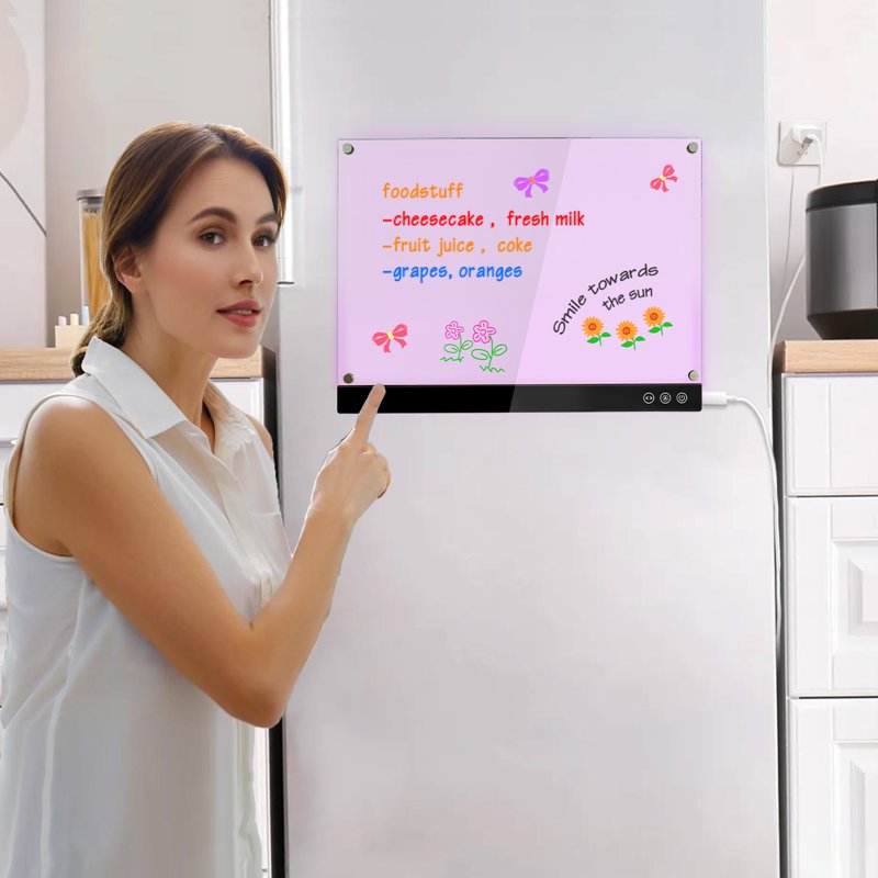 LED Magnetic Dry Erase Board with RGB Lights and Accessories - 11.8x15.7 Inches