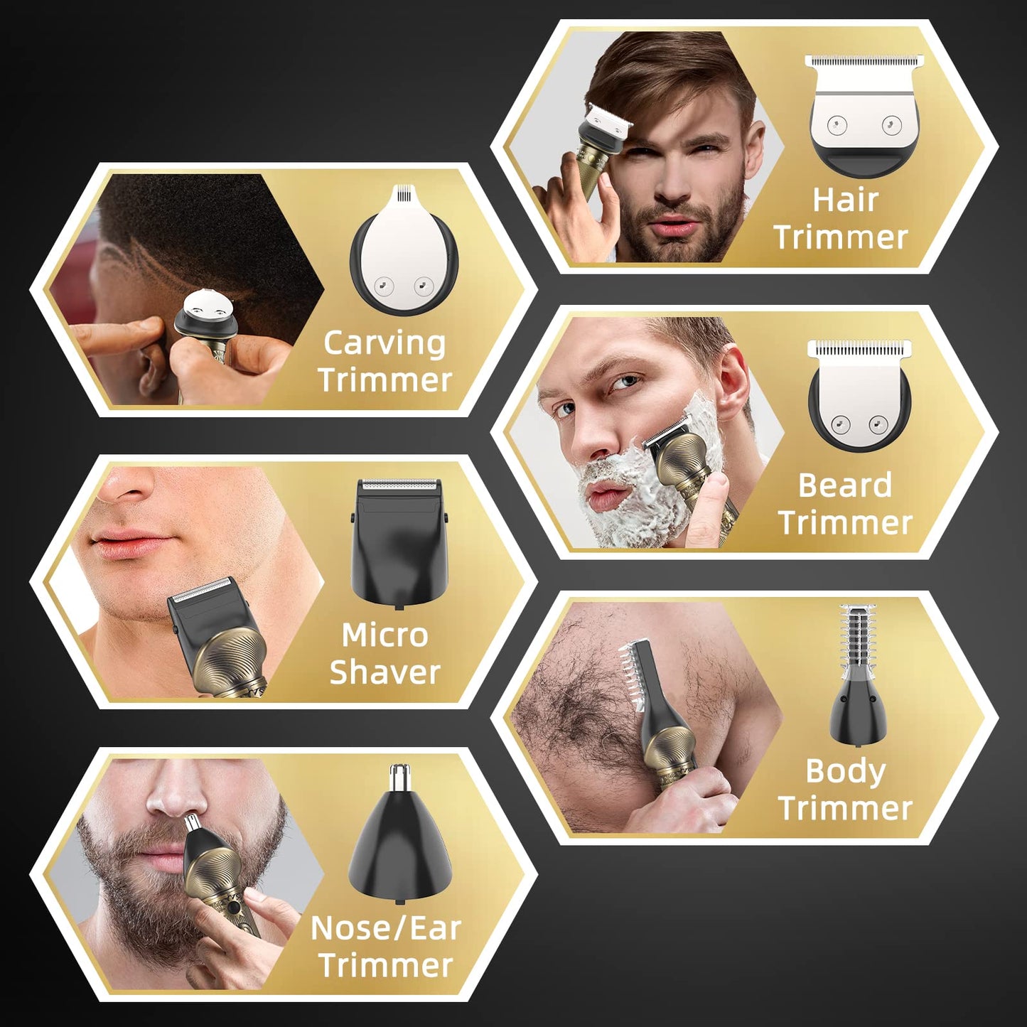 REHOYO Beard Trimmer for Men, Electric Razor Shavers for Men w/Case, Cordless Hair Clipper T-Blade Trimmer, Mens Grooming Kit for Nose Ear Body Face Mustache -180 Mins Shaving, Father Gifts for Him