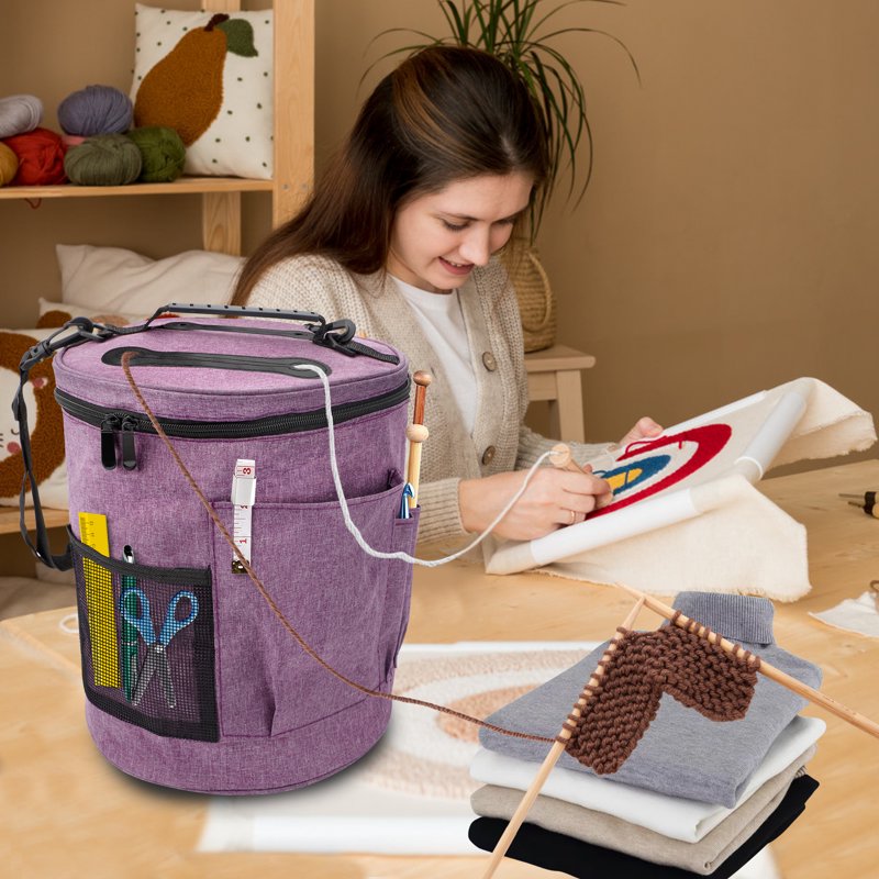 Large Capacity Knitting and Crochet Bag Organizer - Portable Yarn Storage Tote