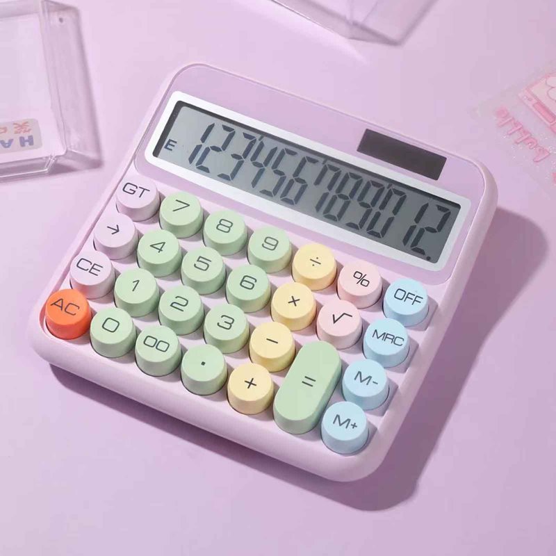 Mechanical Calculator 12 Digit Retro Style Solar & Battery Powered Office & School Use