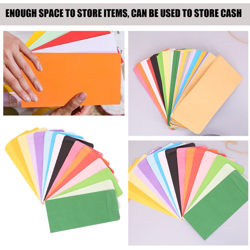 50 Pack Colored Paper Envelopes for Budgeting & Gift Packaging