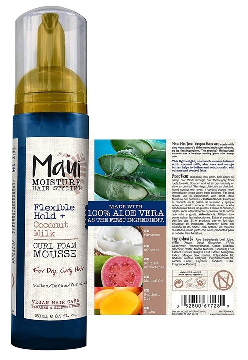 Maui Moisture Coconut Milk Curl Foam Mousse 8.5 Ounce (251ml) (Pack of 2)