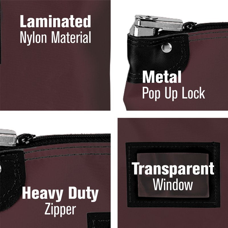 Locking Deposit Bag with Keys - Laminated Nylon Security Courier Bag