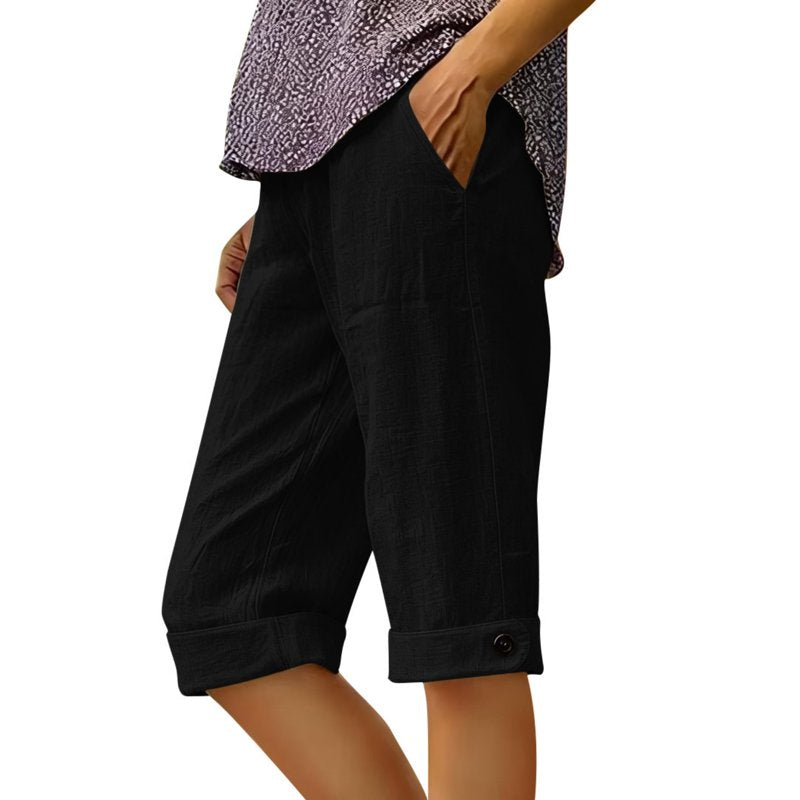 Plus Size Linen Cargo Pants for Women - Casual Outdoor Sport Trousers