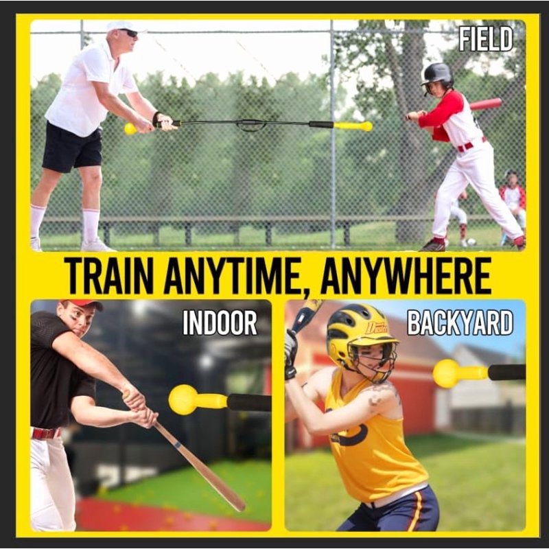 Baseball Hitting Stick with Dual-Size Ball Head, Portable Swing Trainer
