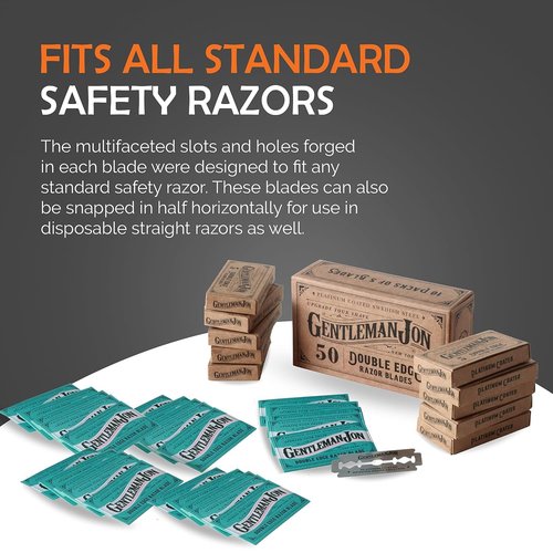 Gentleman Jon Supreme Shaving Collection - Deluxe Safety Razor Shaving Kit & Extra 50-Pack Platinum Double Edge Razor Blades - Extensive Wet Shave Set for Men - Superior Comfort and Smooth Shaves