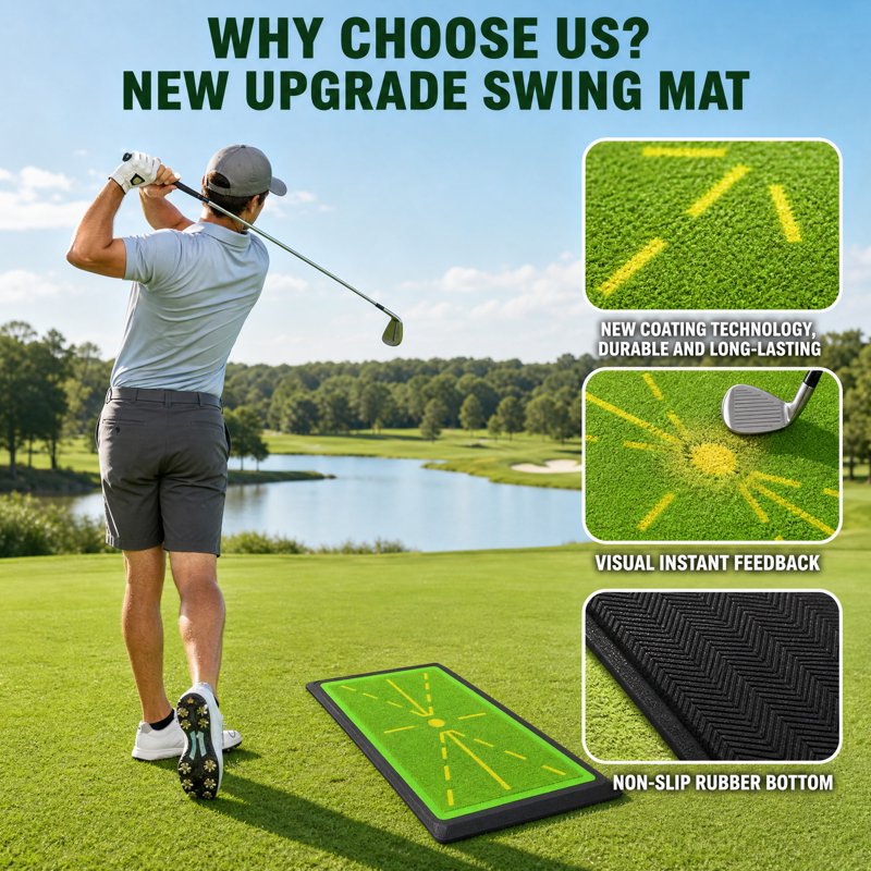 Golf Hitting Mat with Swing Path Feedback & Impact Detection - Indoor & Outdoor Practice Trainer