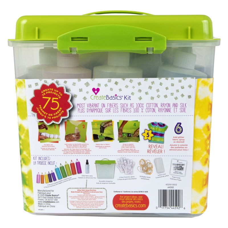 Tie Dye Kit with Glitter Spray - 75 Projects Fabric Dye Set for T-shirts and More