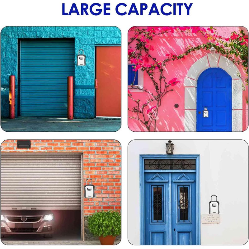 Waterproof 4-Digit Combination Key Lock Box Wall Mount Security Safe Grey