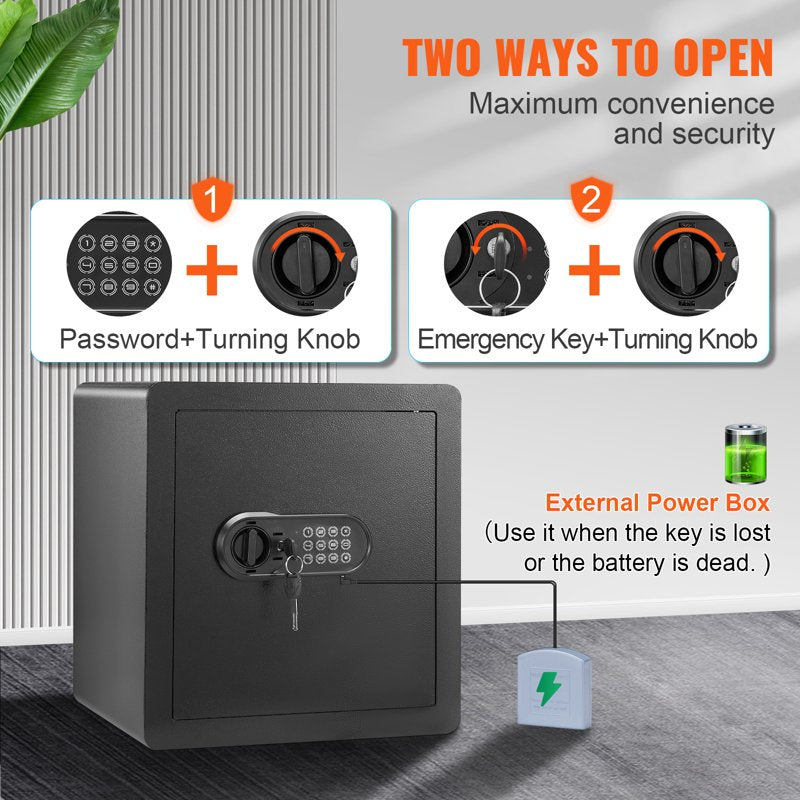 Digital Security Safe Box 1.8 Cu Ft with Inner LED Light and Dual Lock System