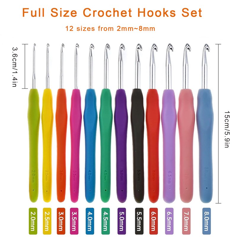 37-Piece Crochet Hook Set with Ergonomic Handles for Beginners and Arthritis Hands