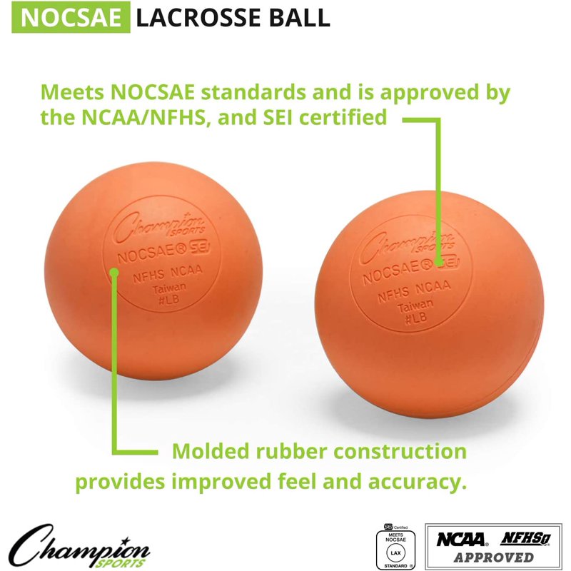 Official Size Lacrosse Balls - NCAA & NFHS Certified, Color Options, 1 or 2 Pack