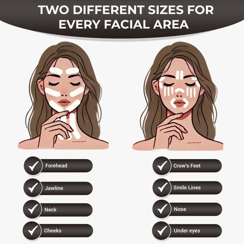 Silicone Face Tape | Anti-Wrinkle Face Tape | 2 Rolls with Different Widths for Custom Fit | Toning, Firming & Tightening Tape | Gentle on Sensitive Skin | Overnight Hold for Wrinkles and Fine Lines