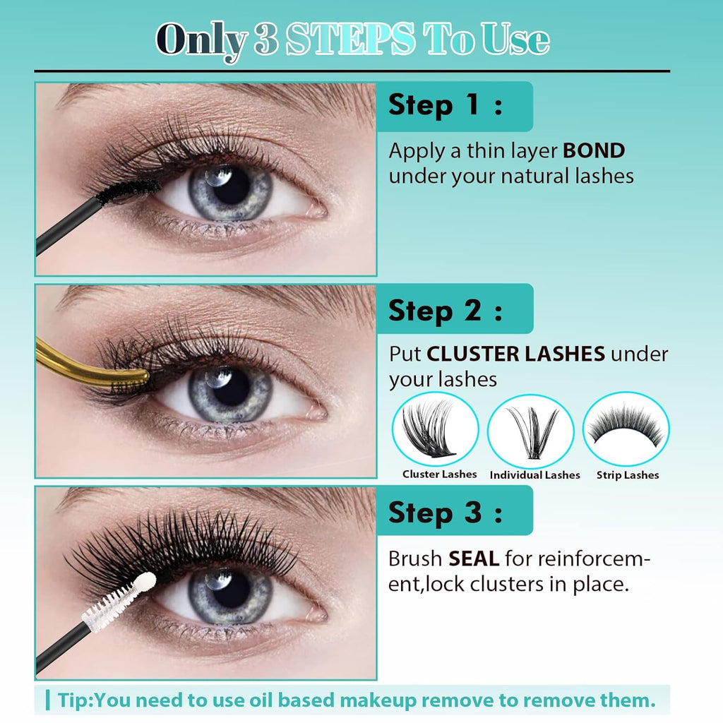 Lash Bond and Seal Eyelash Cluster Glue House of Lash Clusters Mascara Wand Glue 10ml Long Lasting 72 Hours Black Cluster Lash Glue + Lash Seal 2 in 1 Lash Clusters at Home By AMZGlRL(Black)