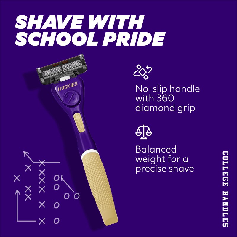6-Blade Razor Starter Set with School Colors - Shaving Kit for Men
