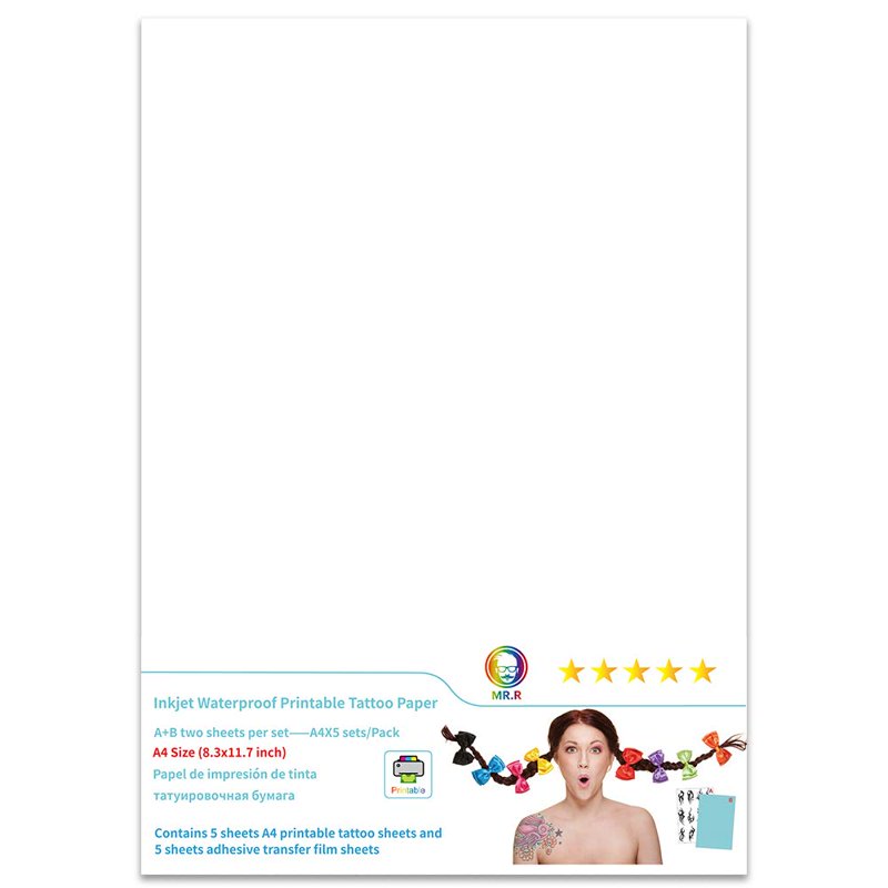 Water Transfer Paper for Temporary Body Tattoos Nail Art A4 Size 10 Sheets